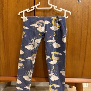 Mini Boden Blue Leggings with Rainbow and Moon Print